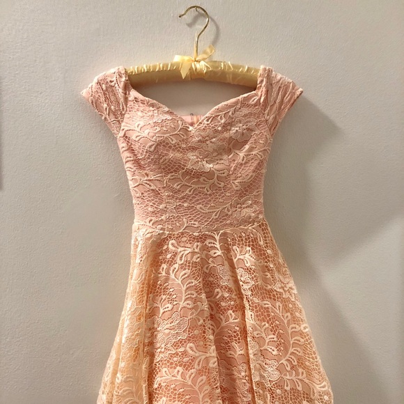 Windsor Pink Lace Strapless Dress - Picture 2 of 13